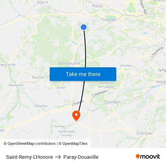 Saint-Remy-L'Honore to Paray-Douaville map