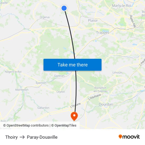 Thoiry to Paray-Douaville map