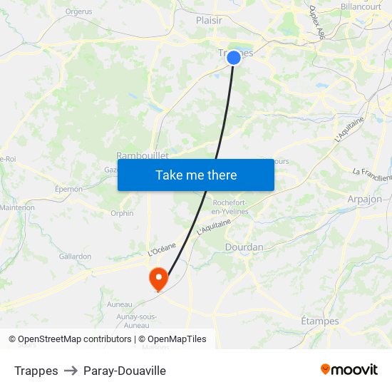 Trappes to Paray-Douaville map