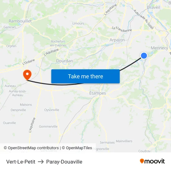Vert-Le-Petit to Paray-Douaville map