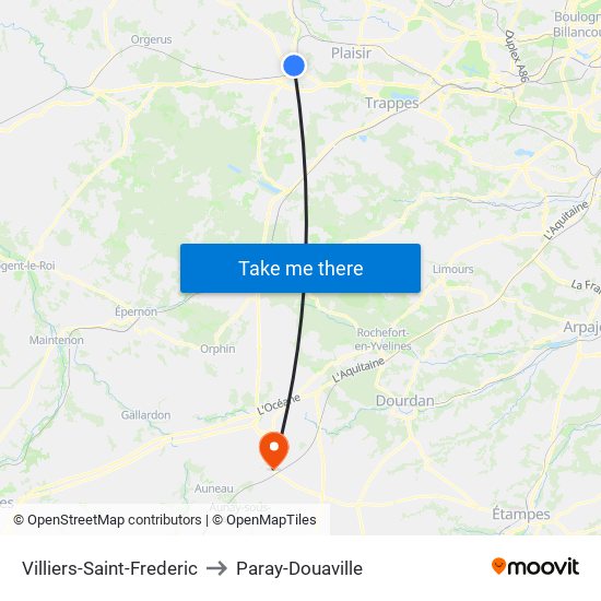 Villiers-Saint-Frederic to Paray-Douaville map