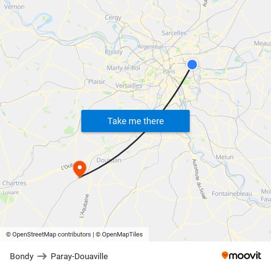 Bondy to Paray-Douaville map
