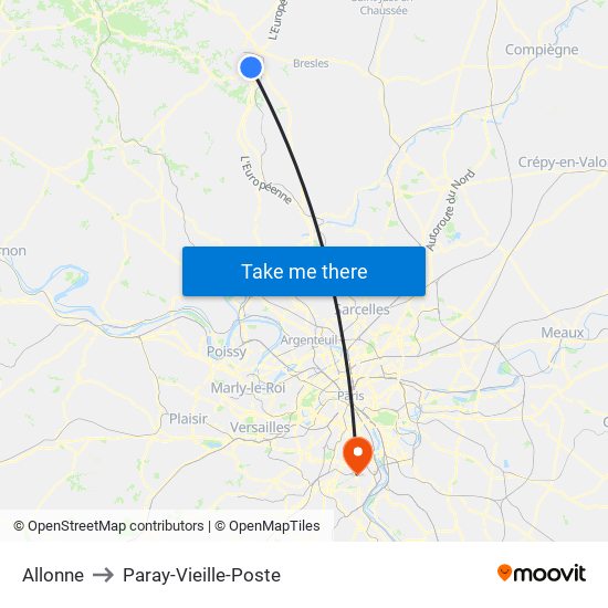 Allonne to Paray-Vieille-Poste map