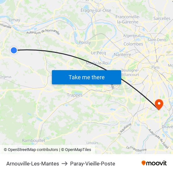 Arnouville-Les-Mantes to Paray-Vieille-Poste map