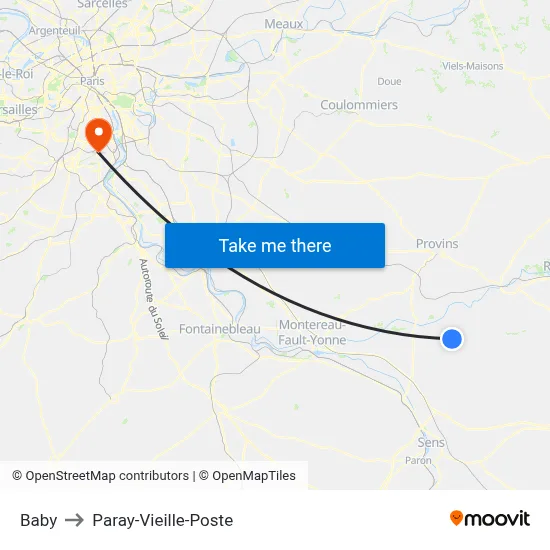 Baby to Paray-Vieille-Poste map
