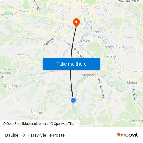 Baulne to Paray-Vieille-Poste map