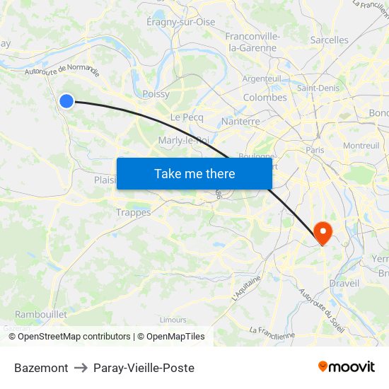 Bazemont to Paray-Vieille-Poste map