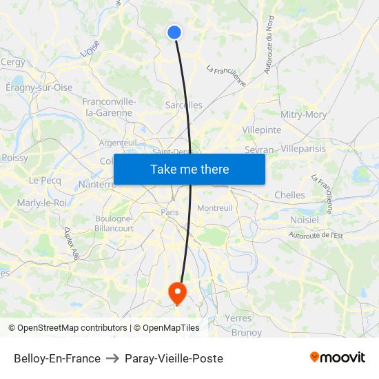 Belloy-En-France to Paray-Vieille-Poste map