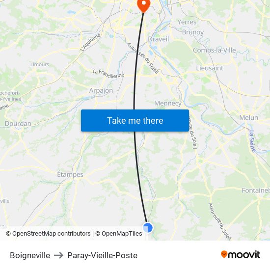 Boigneville to Paray-Vieille-Poste map