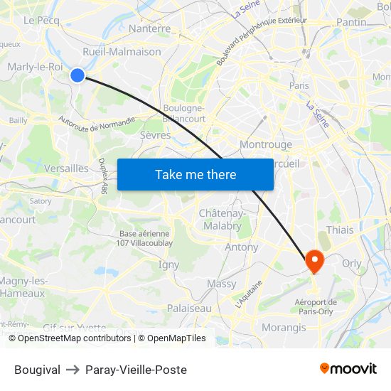 Bougival to Paray-Vieille-Poste map