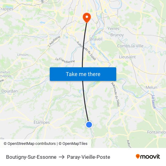 Boutigny-Sur-Essonne to Paray-Vieille-Poste map