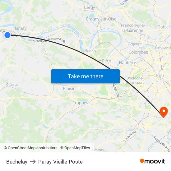 Buchelay to Paray-Vieille-Poste map