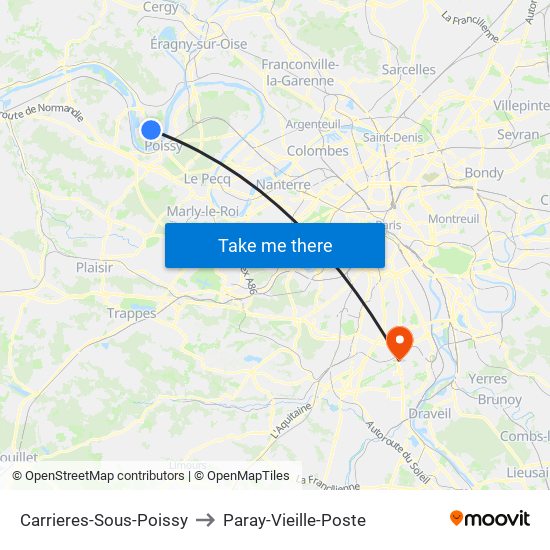 Carrieres-Sous-Poissy to Paray-Vieille-Poste map