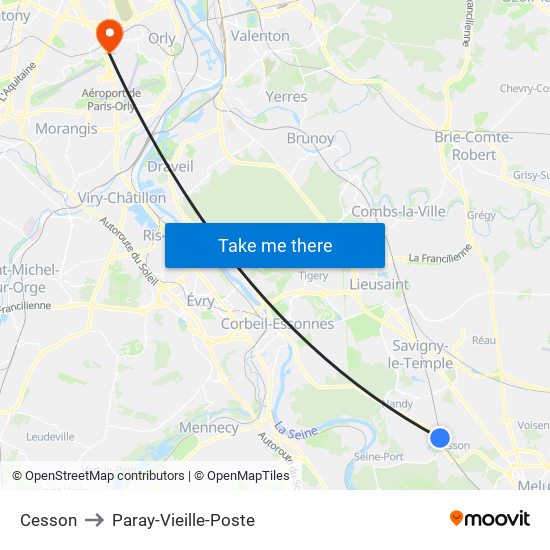 Cesson to Paray-Vieille-Poste map