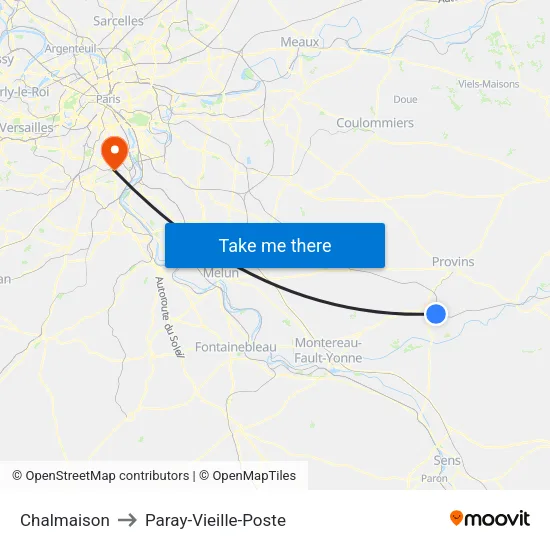 Chalmaison to Paray-Vieille-Poste map