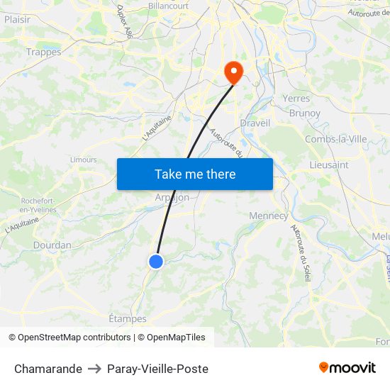 Chamarande to Paray-Vieille-Poste map