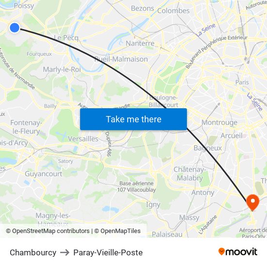 Chambourcy to Paray-Vieille-Poste map