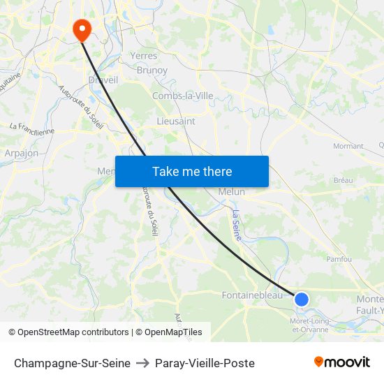 Champagne-Sur-Seine to Paray-Vieille-Poste map