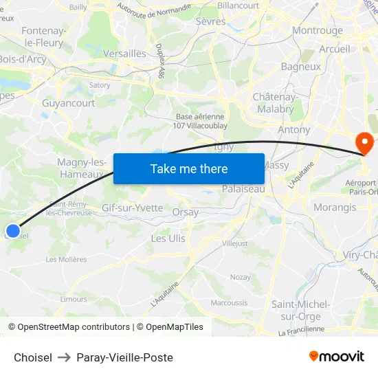 Choisel to Paray-Vieille-Poste map