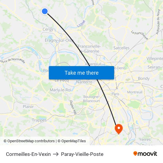 Cormeilles-En-Vexin to Paray-Vieille-Poste map