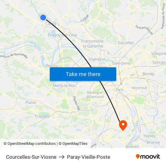 Courcelles-Sur-Viosne to Paray-Vieille-Poste map