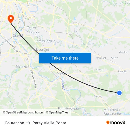 Coutencon to Paray-Vieille-Poste map
