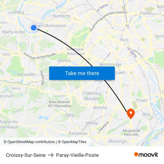 Croissy-Sur-Seine to Paray-Vieille-Poste map