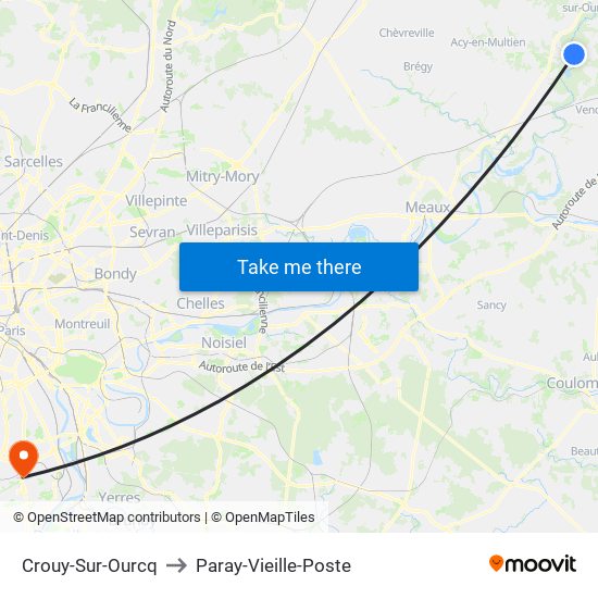 Crouy-Sur-Ourcq to Paray-Vieille-Poste map