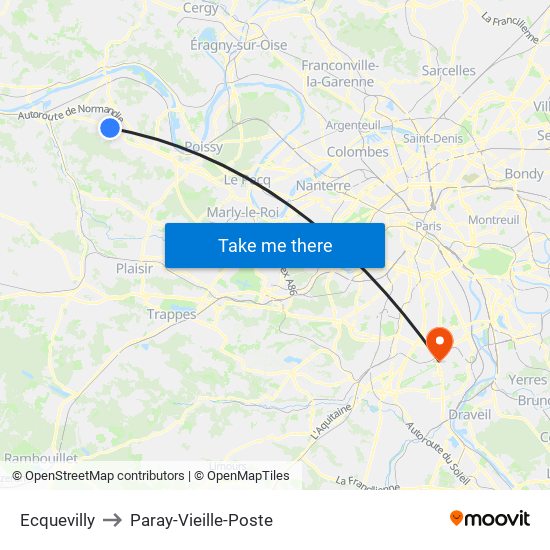 Ecquevilly to Paray-Vieille-Poste map