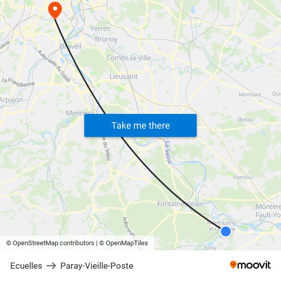 Ecuelles to Paray-Vieille-Poste map