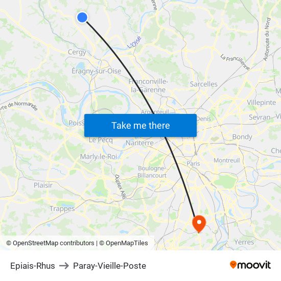 Epiais-Rhus to Paray-Vieille-Poste map