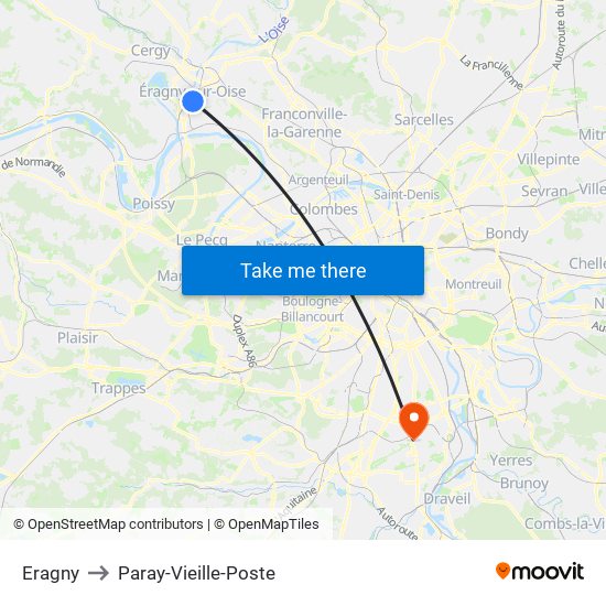 Eragny to Paray-Vieille-Poste map