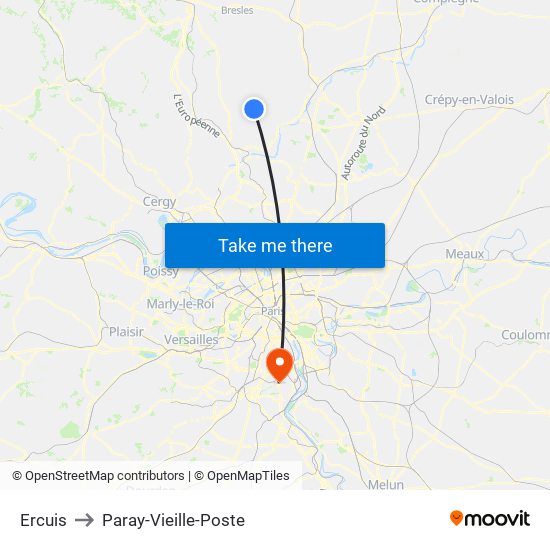 Ercuis to Paray-Vieille-Poste map