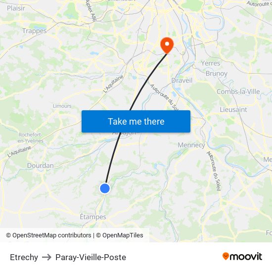 Etrechy to Paray-Vieille-Poste map