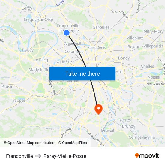 Franconville to Paray-Vieille-Poste map