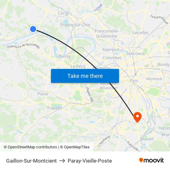 Gaillon-Sur-Montcient to Paray-Vieille-Poste map