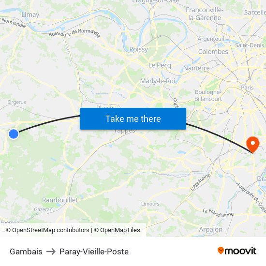 Gambais to Paray-Vieille-Poste map