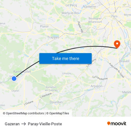 Gazeran to Paray-Vieille-Poste map