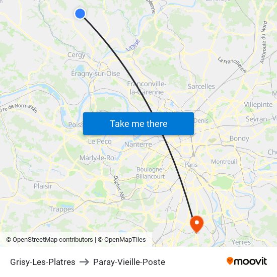 Grisy-Les-Platres to Paray-Vieille-Poste map