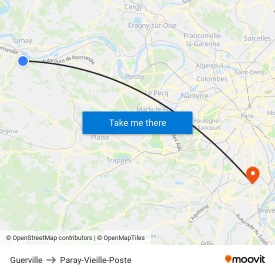 Guerville to Paray-Vieille-Poste map