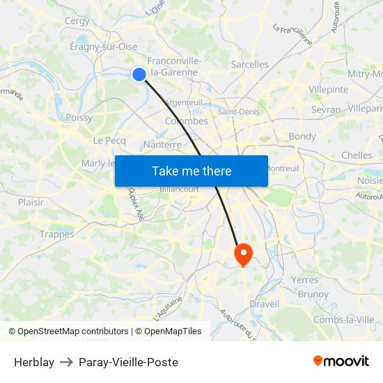 Herblay to Paray-Vieille-Poste map