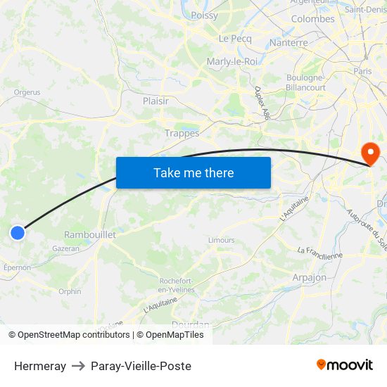 Hermeray to Paray-Vieille-Poste map