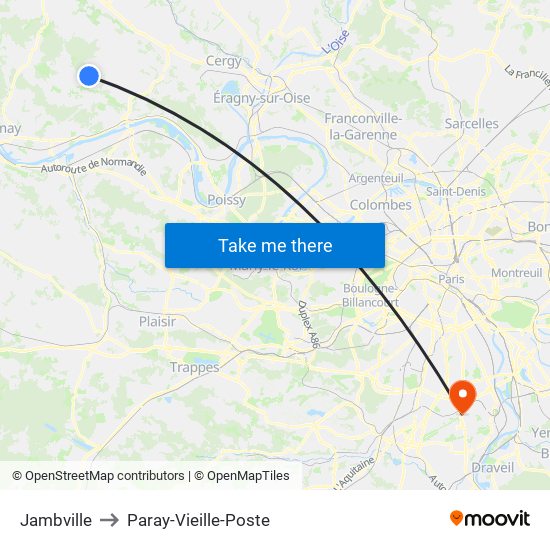 Jambville to Paray-Vieille-Poste map