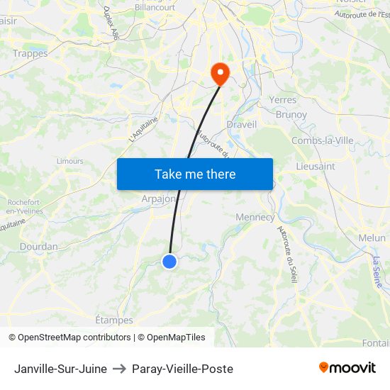 Janville-Sur-Juine to Paray-Vieille-Poste map