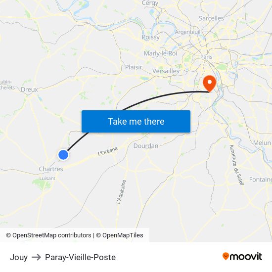 Jouy to Paray-Vieille-Poste map