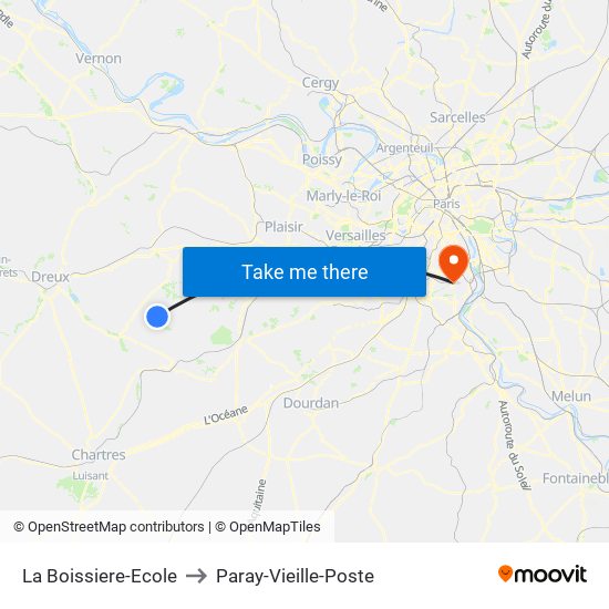 La Boissiere-Ecole to Paray-Vieille-Poste map