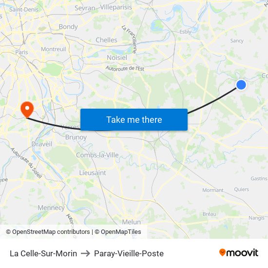 La Celle-Sur-Morin to Paray-Vieille-Poste map