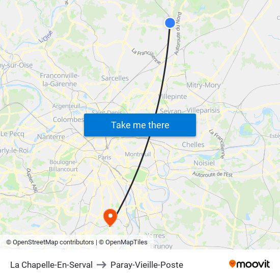 La Chapelle-En-Serval to Paray-Vieille-Poste map