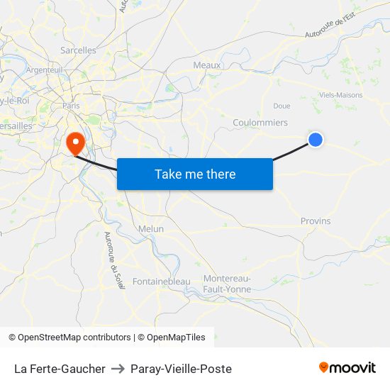 La Ferte-Gaucher to Paray-Vieille-Poste map