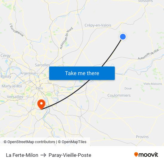 La Ferte-Milon to Paray-Vieille-Poste map